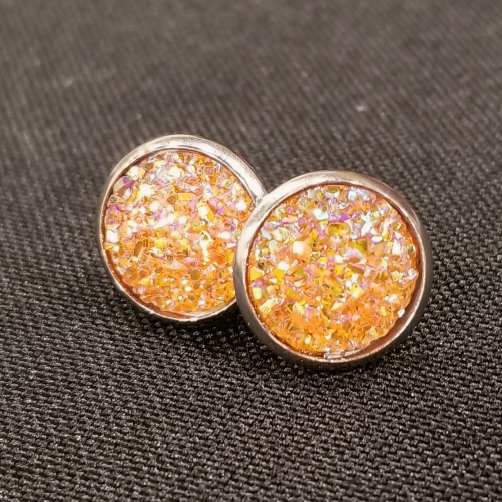 12mm Round Druzy Earrings